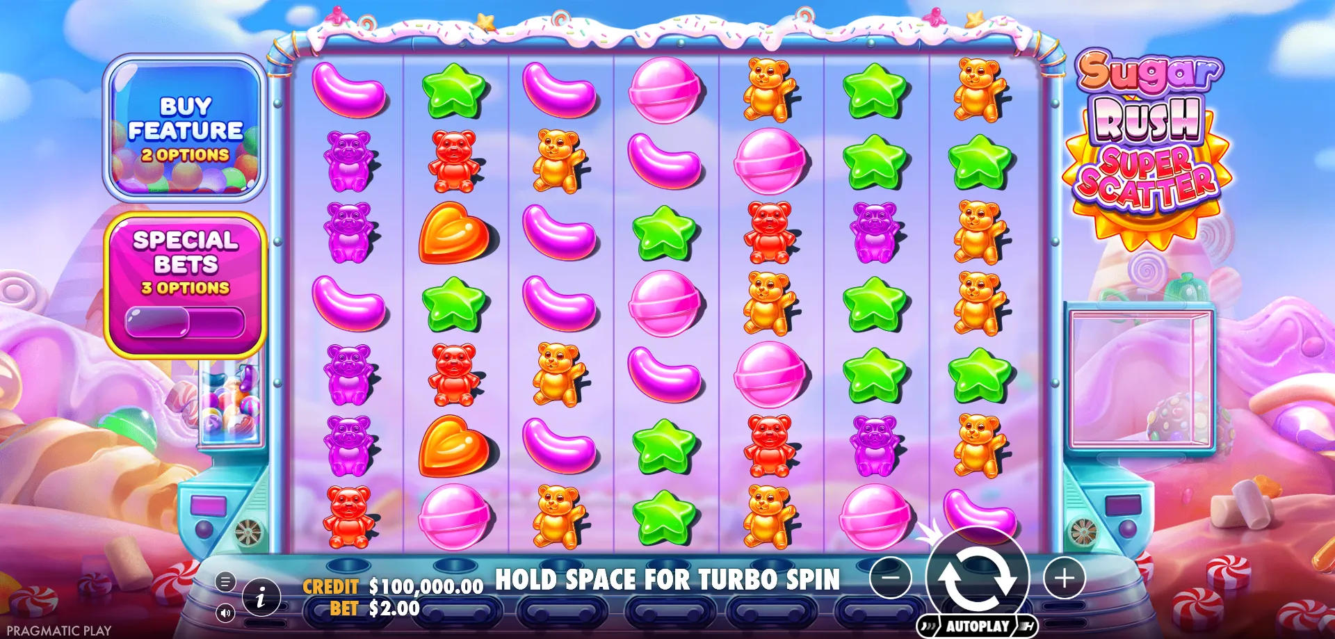 Demo Mode &mdash; Spil Sugar Rush Super Scatter Gratis